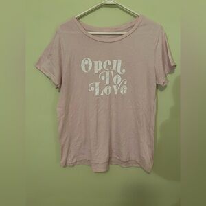 Workshop Republic Clothing Short Sleeve Pink *Open To Love* T-Shirt